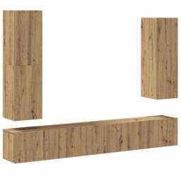 Berkfield Home 4 Piece TV Cabinet Set Wall-mounted Artisan Oak Engineered Wood in Brown - thumbnail 1