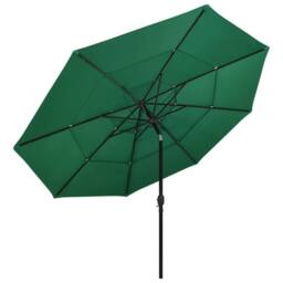 Berkfield Home 3-Tier Parasol with Aluminium Pole Green 3.5 m - thumbnail 1