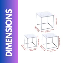 FURNOS Set Of 3 Faux Marble Nesting Tables in White - thumbnail 6