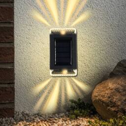Havendro 8PCS WARM WHITE SOLAR POWERED DOOR FENCE WALL LIGHTS in Black - thumbnail 1