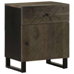 Berkfield Home Bedside Cabinet Black 50x33x60 cm Solid Wood Mango - Size: 50 x 33 x 60 cm - thumbnail 1