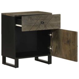 Berkfield Home Bedside Cabinet Black 50x33x60 cm Solid Wood Mango - Size: 50 x 33 x 60 cm - thumbnail 2