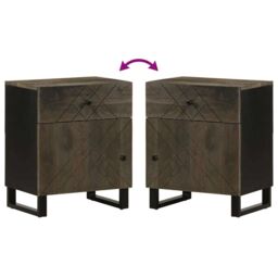 Berkfield Home Bedside Cabinet Black 50x33x60 cm Solid Wood Mango - Size: 50 x 33 x 60 cm - thumbnail 6