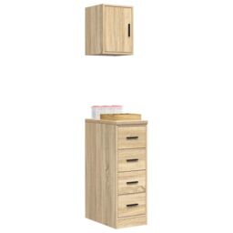 Berkfield Home Garage Cabinets 2 pcs Sonoma Oak Engineered Wood in Brown - thumbnail 4