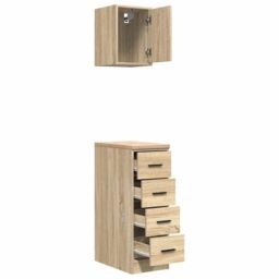 Berkfield Home Garage Cabinets 2 pcs Sonoma Oak Engineered Wood in Brown - thumbnail 6