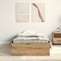 Berkfield Home Bed Frame Artisan Oak 100x200 cm Engineered Wood in Brown - thumbnail 4