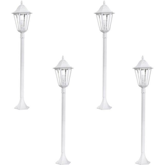 Loops 4 PACK IP44 Outdoor Bollard Light White Aluminium Lantern 60W E27 Tall Lamp Post - image 1