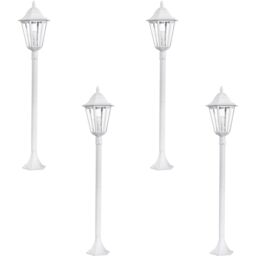 Loops 4 PACK IP44 Outdoor Bollard Light White Aluminium Lantern 60W E27 Tall Lamp Post