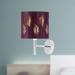First Choice Lighting Brea - Chrome Wall Light with Burgundy Fern Shade in Silver - thumbnail 2