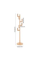 Living and Home Freestanding Wooden Coat Rack Clothes Holder Garment Rack with 6 Hooks in Beige - thumbnail 9