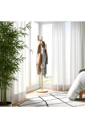 Living and Home Freestanding Wooden Coat Rack Clothes Holder Garment Rack with 6 Hooks in Beige - thumbnail 8