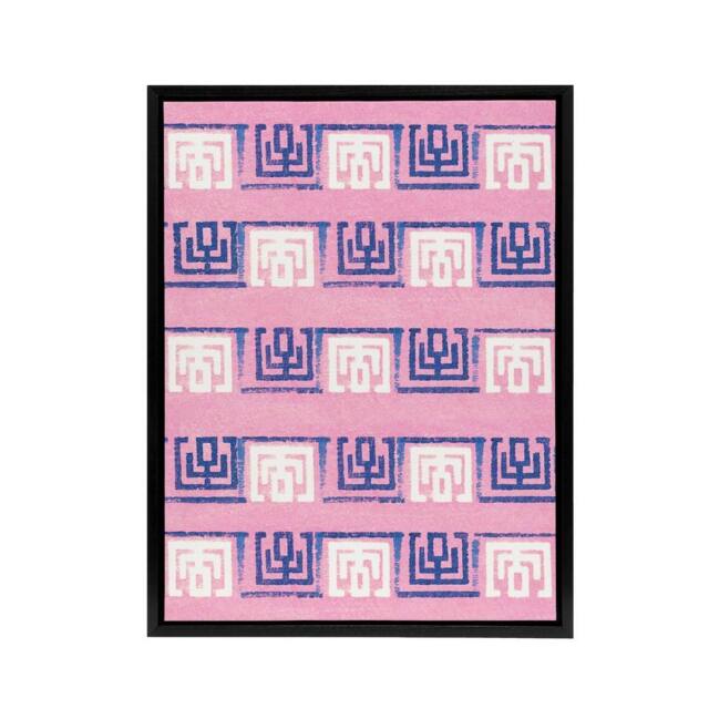 "Artery8 Pink Blue Geometric Pattern Framed Canvas Wall Art Print Furuya Korin - Size: W12"" x H16""" - image 1