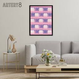 "Artery8 Pink Blue Geometric Pattern Framed Canvas Wall Art Print Furuya Korin - Size: W12"" x H16""" - thumbnail 3