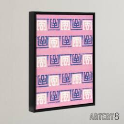 "Artery8 Pink Blue Geometric Pattern Framed Canvas Wall Art Print Furuya Korin - Size: W12"" x H16""" - thumbnail 2