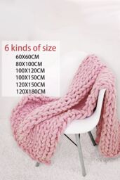 Living and Home Chunky Knit Throw Blanket 80x100cm in Baby Pink - Size: 80x100 cm - thumbnail 5