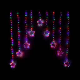 Samuel Alexander 1.2m x 1.2m Light up Star Pin Wire Christmas Curtain Lights with 303 Rainbow LEDs - thumbnail 1