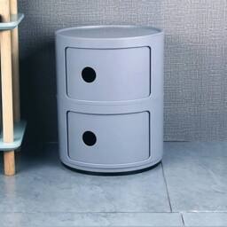 EONLION Round Chest of 2 Drawers Cabinet Removable Plastic in Grey - Size: 100 cm - thumbnail 4
