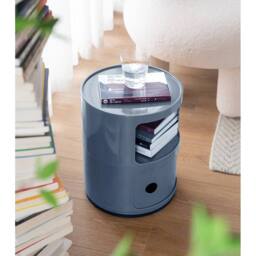 EONLION Round Chest of 2 Drawers Cabinet Removable Plastic in Grey - Size: 100 cm - thumbnail 3