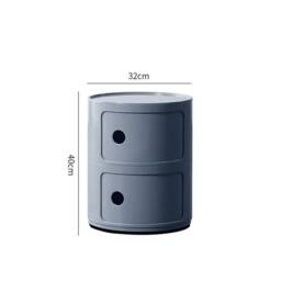 EONLION Round Chest of 2 Drawers Cabinet Removable Plastic in Grey - Size: 100 cm - thumbnail 2