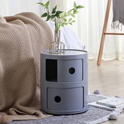 EONLION Round Chest of 2 Drawers Cabinet Removable Plastic in Grey - Size: 100 cm