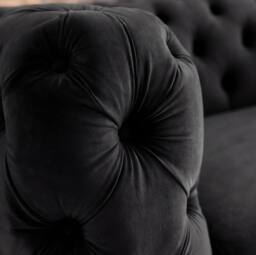 Sofaya Monaco Chesterfield Velvet Arm Chair Cushions Sofa Seater Couch in Black - Size: Armchair - thumbnail 3