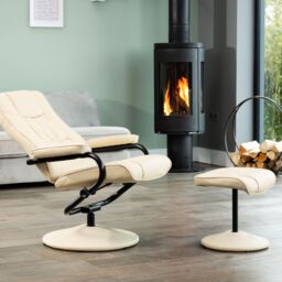 Artemis Home Gibson Swivel Recliner & Footstool in Cream - thumbnail 2