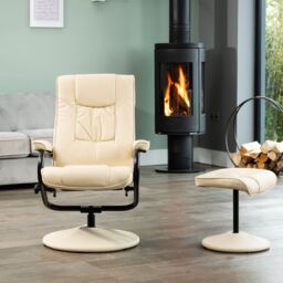 Artemis Home Gibson Swivel Recliner & Footstool in Cream - thumbnail 5