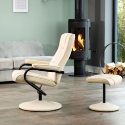 Artemis Home Gibson Swivel Recliner & Footstool in Cream - thumbnail 4