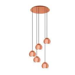 Loops Pendant Ceiling Light Colour Copper Shade Copper & Clear Glass Bulb E27 5x28W - thumbnail 1