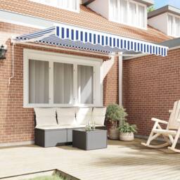 Berkfield Home Retractable Awning Manual Blue & White 250x200 cm - thumbnail 3