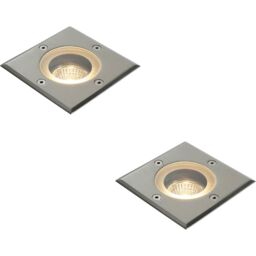 Loops 2 PACK Marine Grade IP65 Square Ground Light - 50W GU10 - Stainless Steel in Metallics - thumbnail 1