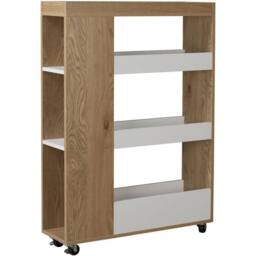 FORGEVIO 4 Tier Slim White Oak Rolling Kitchen Trolley Portable Storage Cart - thumbnail 1