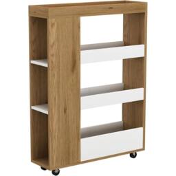 FORGEVIO 4 Tier Slim White Oak Rolling Kitchen Trolley Portable Storage Cart - thumbnail 3