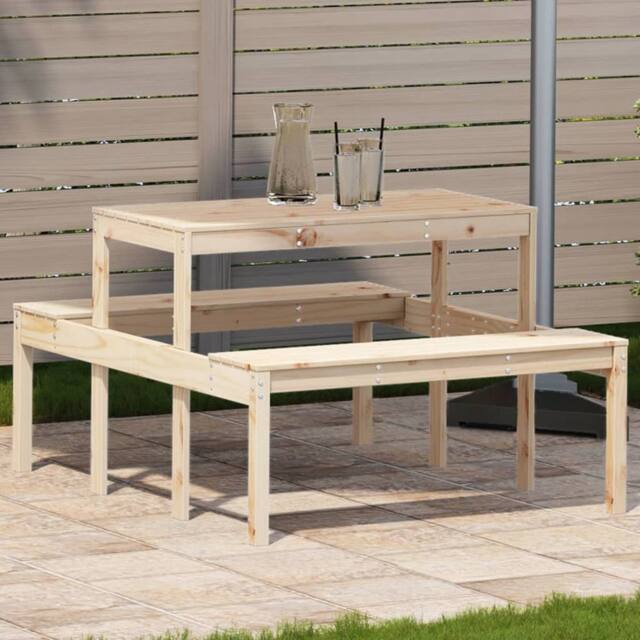 Berkfield Home Picnic Table 110x134x75 cm Solid Wood Pine in Light Brown - Size: 110 x 134 x 75 cm - image 1
