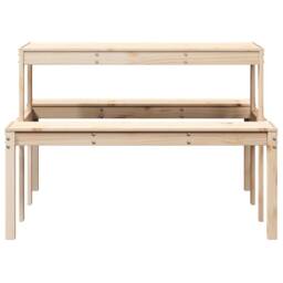 Berkfield Home Picnic Table 110x134x75 cm Solid Wood Pine in Light Brown - Size: 110 x 134 x 75 cm - thumbnail 4