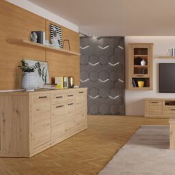 Furniture To Go Corona 200cm Wall Shelf in Artisan Oak in Light Oak - thumbnail 3