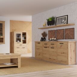 Furniture To Go Corona 200cm Wall Shelf in Artisan Oak in Light Oak - thumbnail 4