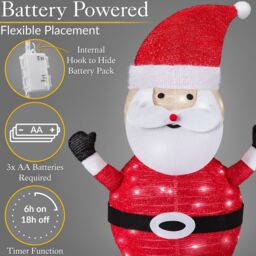 Christow Pop Up LED Christmas Decoration Light Up Santa Battery Operated - thumbnail 5