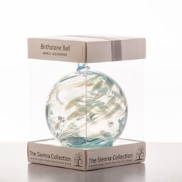 Sienna Glass Birthstone Ball March Aquamarine in Light Blue