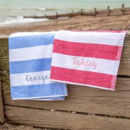 Duncan Stewart Personalised Striped Pool Towel in Light Blue - thumbnail 2