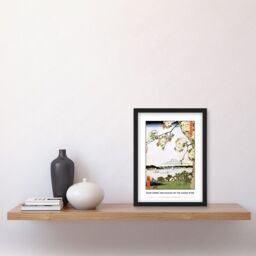 Artery8 Utagawa Hiroshige Suijin Shrine & Massaki On The Sumida River Painting Artwork Framed Wall Art Print A4 in Black - thumbnail 2