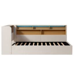Matteo L-shaped Velvet Daybed with Storage, LED & USB - 3FT Single in Beige - thumbnail 9