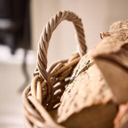 Dibor Traditional Round Medium Grey Rattan Log Basket with Handles H35 x L48 x W48cm in Natural - thumbnail 5