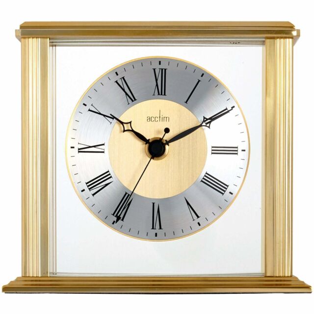 Acctim Hamilton Mantel Clock Quartz Brushed Metal & Glass Floating Effect Energy Efficient in Metallics - image 1