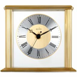 Acctim Hamilton Mantel Clock Quartz Brushed Metal & Glass Floating Effect Energy Efficient in Metallics - thumbnail 1