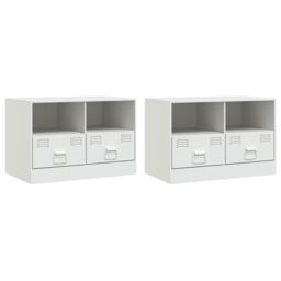 Berkfield Home TV Cabinets 2 pcs White 67x39x44 cm Steel - Size: 67 x 39 x 44 cm - thumbnail 2