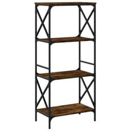 Berkfield Home Bookcase 4-Tier Smoked Oak 59x35x132 cm Engineered Wood in Brown - Size: 59 x 35 x 132 cm - thumbnail 6