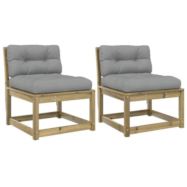 Berkfield Home Garden Sofas with Cushions 2pcs Impregnated Wood Pine in Brown - image 1