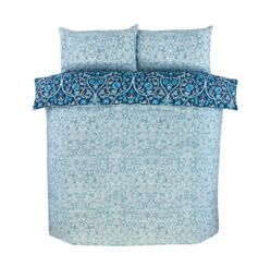 Rapport Home Harrow Microfibre Floral Reversible Duvet Cover Set with Pillowcase in Blue - Size: King - thumbnail 3