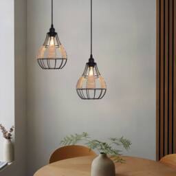 Living and Home Basketweave Rattan Pendant Light for Cozy Earthy Elegance in Natural - thumbnail 2